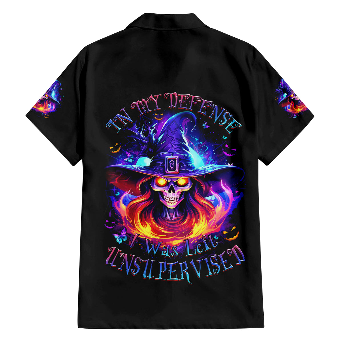 Fire Witch Skull Family Matching Off Shoulder Short Dress and Hawaiian Shirt In My Defense The Moon Was Full And I Was Left Unsupervided - Wonder Print Shop