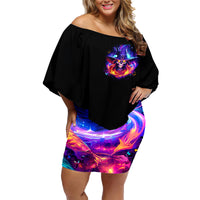 Fire Witch Skull Family Matching Off Shoulder Short Dress and Hawaiian Shirt In My Defense The Moon Was Full And I Was Left Unsupervided - Wonder Print Shop