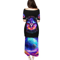 Fire Witch Skull Family Matching Puletasi Dress and Hawaiian Shirt In My Defense The Moon Was Full And I Was Left Unsupervided - Wonder Print Shop