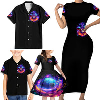 Fire Witch Skull Family Matching Short Sleeve Bodycon Dress and Hawaiian Shirt In My Defense The Moon Was Full And I Was Left Unsupervided - Wonder Print Shop