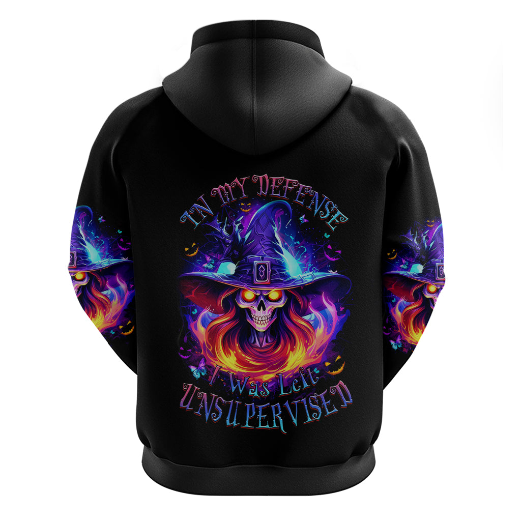 Fire Witch Skull Hoodie In My Defense The Moon Was Full And I Was Left Unsupervided - Wonder Print Shop