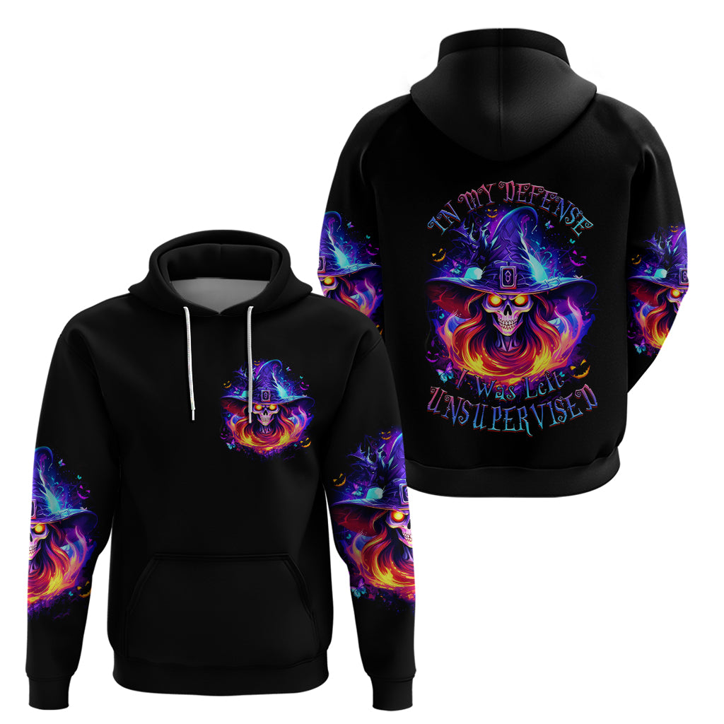 Fire Witch Skull Hoodie In My Defense The Moon Was Full And I Was Left Unsupervided - Wonder Print Shop