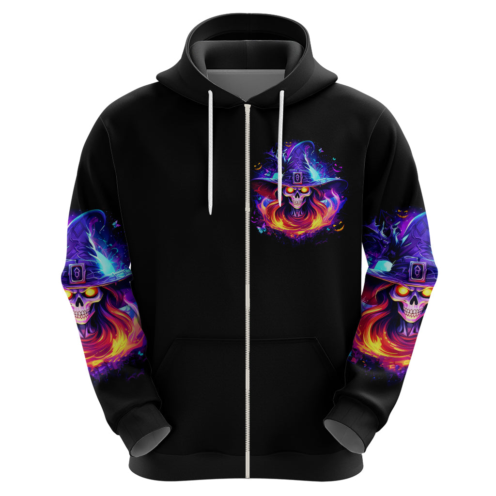 Fire Witch Skull Hoodie In My Defense The Moon Was Full And I Was Left Unsupervided - Wonder Print Shop