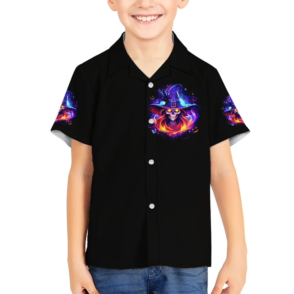 Fire Witch Skull Kid Hawaiian Shirt In My Defense The Moon Was Full And I Was Left Unsupervided - Wonder Print Shop