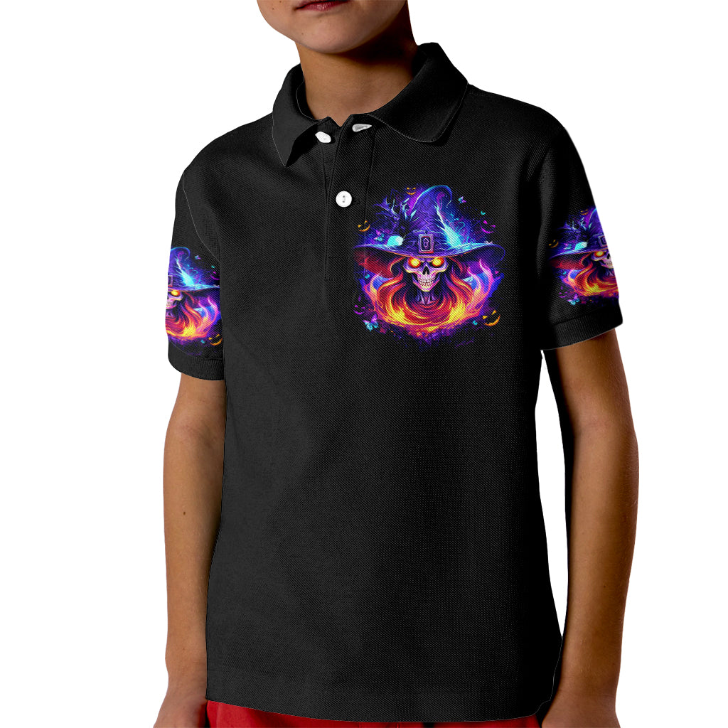 Fire Witch Skull Kid Polo Shirt In My Defense The Moon Was Full And I Was Left Unsupervided - Wonder Print Shop