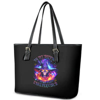 Fire Witch Skull Leather Tote Bag In My Defense The Moon Was Full And I Was Left Unsupervided - Wonder Print Shop