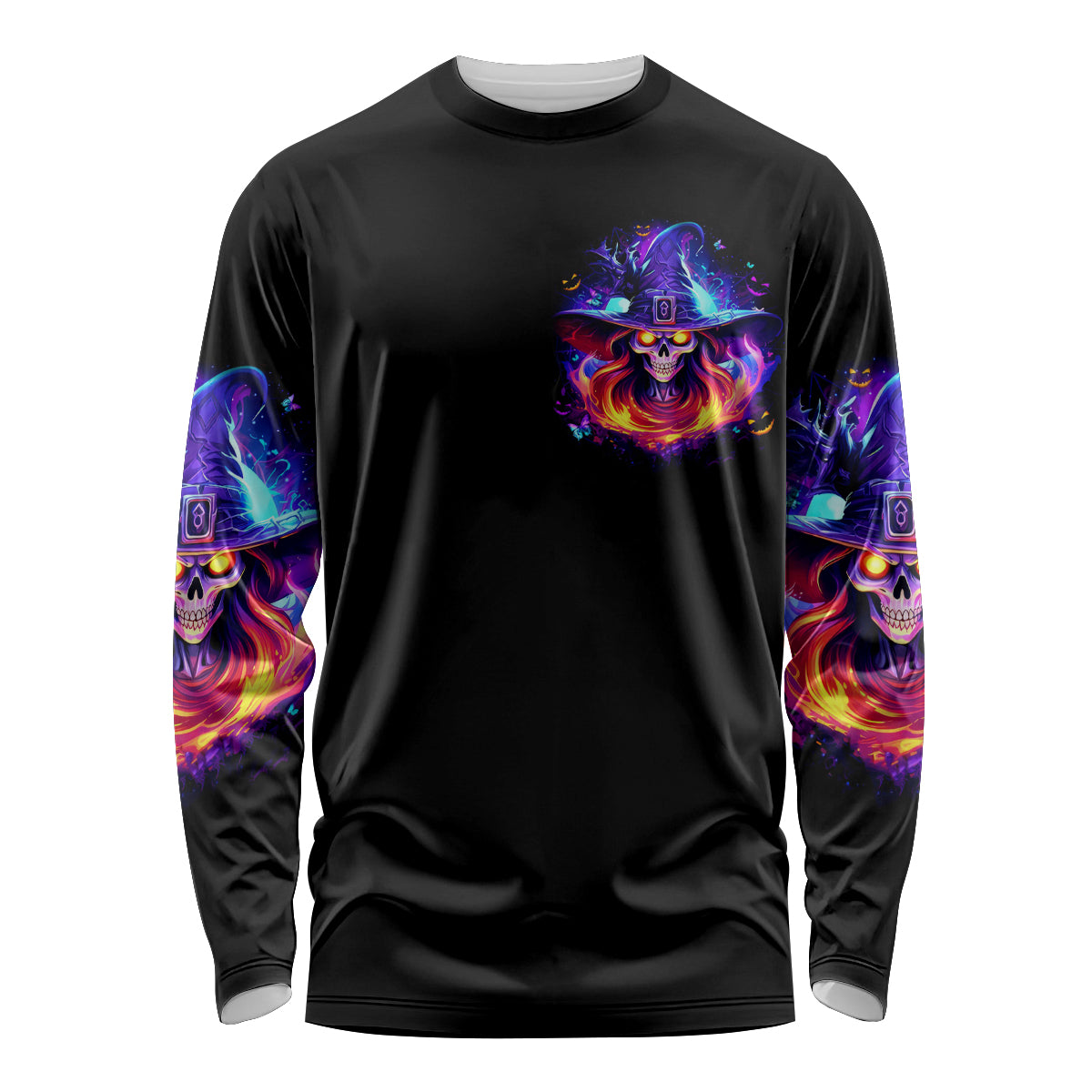 Fire Witch Skull Long Sleeve Shirt In My Defense The Moon Was Full And I Was Left Unsupervided - Wonder Print Shop