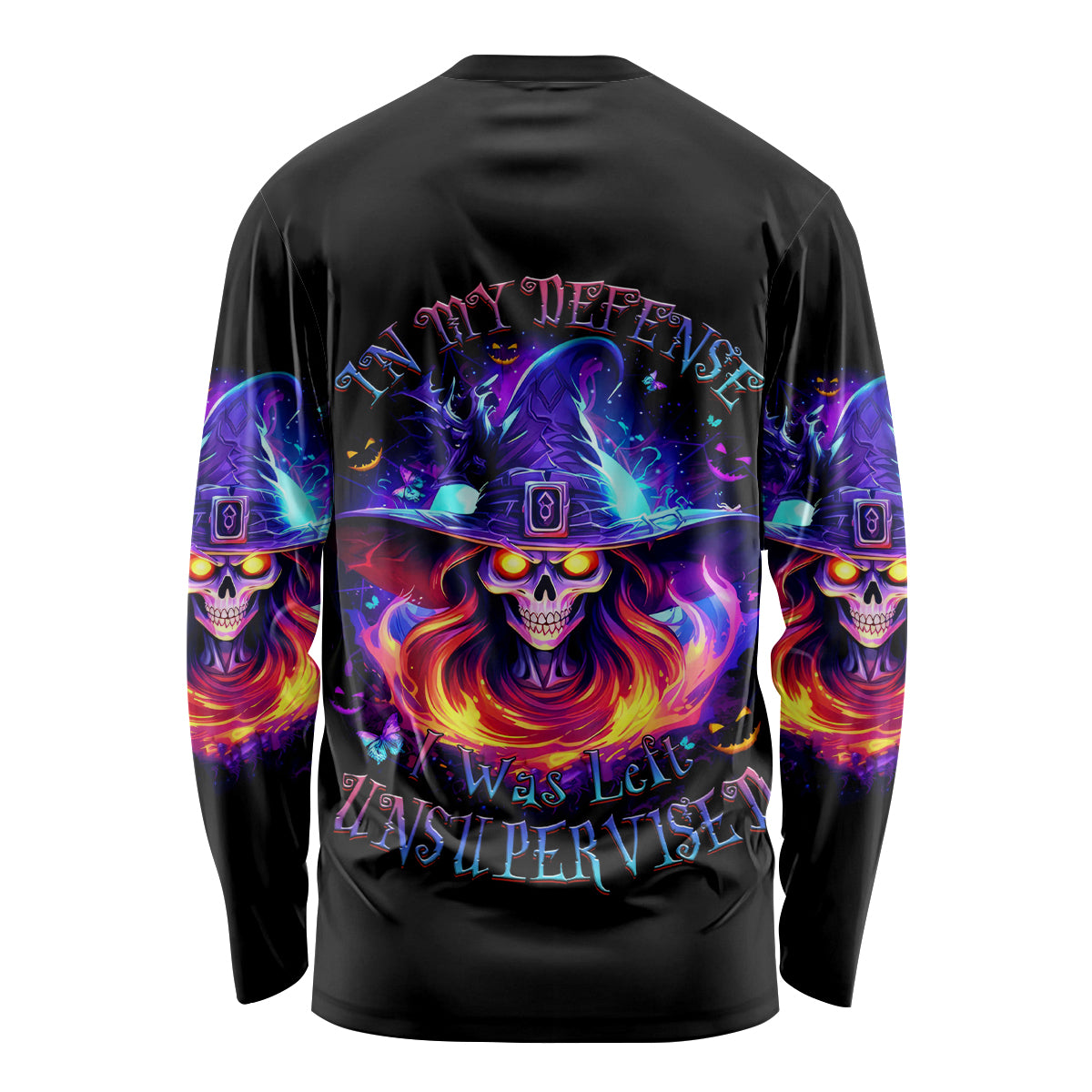 Fire Witch Skull Long Sleeve Shirt In My Defense The Moon Was Full And I Was Left Unsupervided - Wonder Print Shop