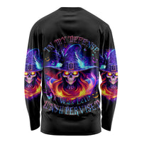 Fire Witch Skull Long Sleeve Shirt In My Defense The Moon Was Full And I Was Left Unsupervided - Wonder Print Shop