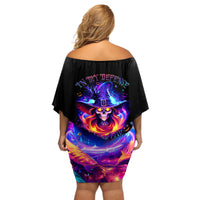 Fire Witch Skull Off Shoulder Short Dress In My Defense The Moon Was Full And I Was Left Unsupervided - Wonder Print Shop