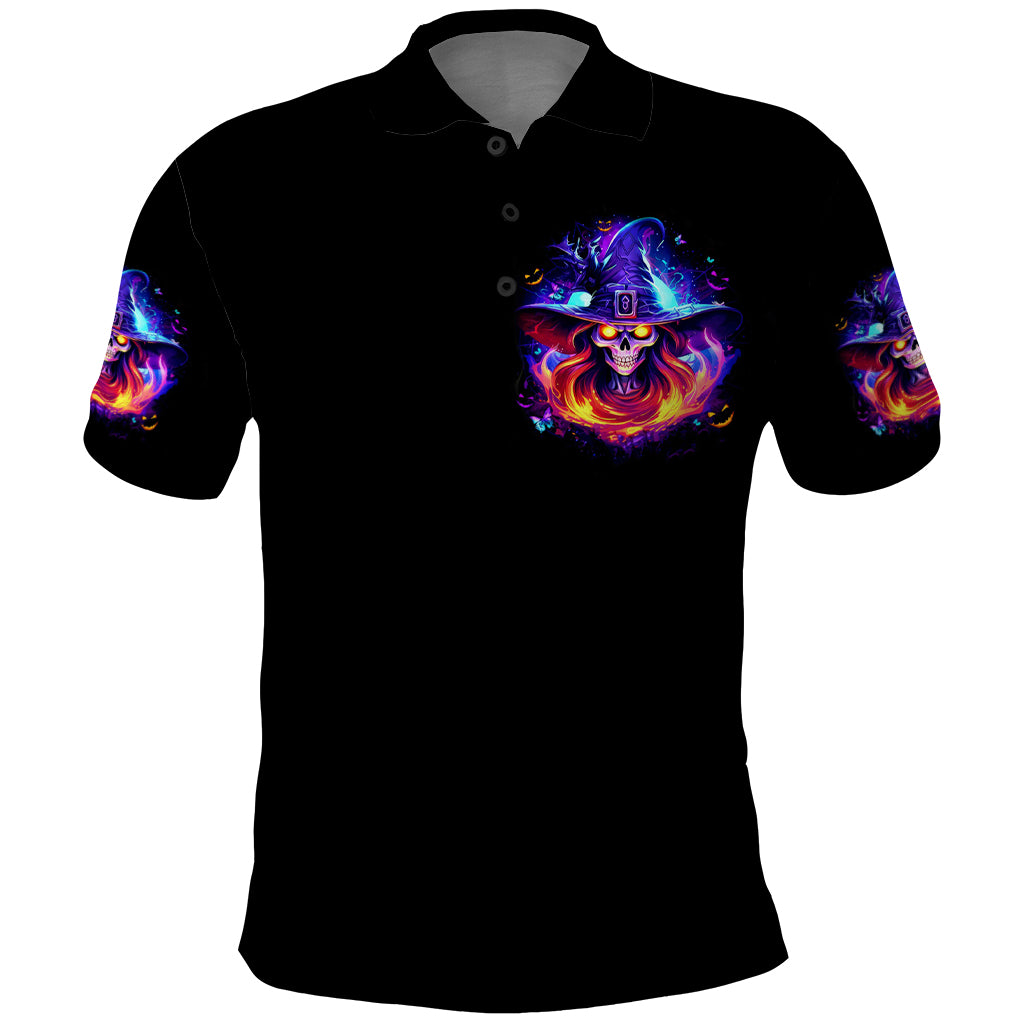 Fire Witch Skull Polo Shirt In My Defense The Moon Was Full And I Was Left Unsupervided - Wonder Print Shop