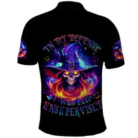 Fire Witch Skull Polo Shirt In My Defense The Moon Was Full And I Was Left Unsupervided - Wonder Print Shop