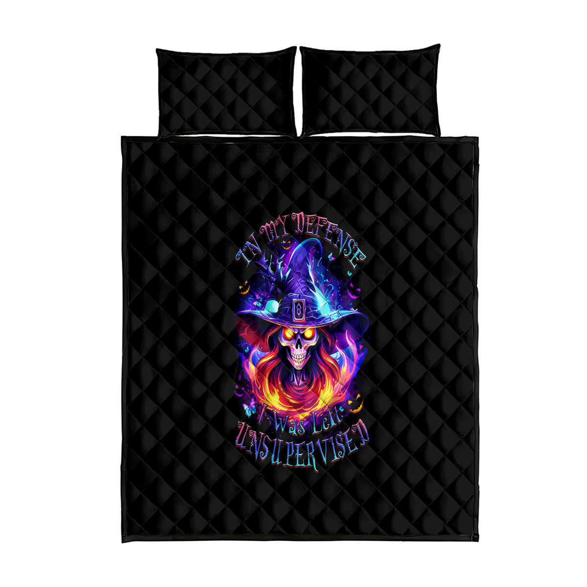 Fire Witch Skull Quilt Bed Set In My Defense The Moon Was Full And I Was Left Unsupervided - Wonder Print Shop