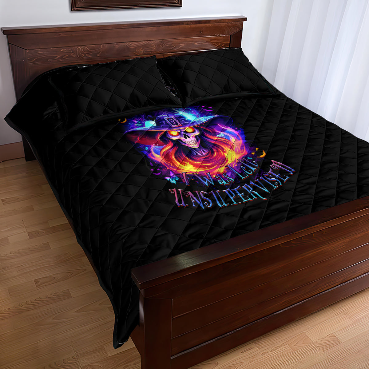 Fire Witch Skull Quilt Bed Set In My Defense The Moon Was Full And I Was Left Unsupervided - Wonder Print Shop