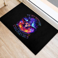 Fire Witch Skull Rubber Doormat In My Defense The Moon Was Full And I Was Left Unsupervided - Wonder Print Shop