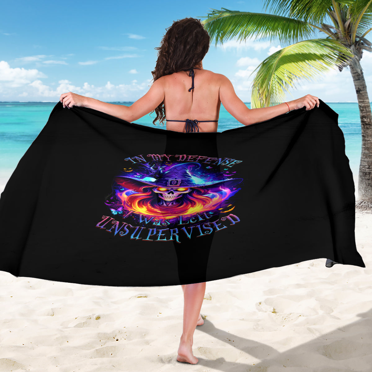 Fire Witch Skull Sarong In My Defense The Moon Was Full And I Was Left Unsupervided - Wonder Print Shop