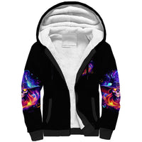 Fire Witch Skull Sherpa Hoodie In My Defense The Moon Was Full And I Was Left Unsupervided - Wonder Print Shop