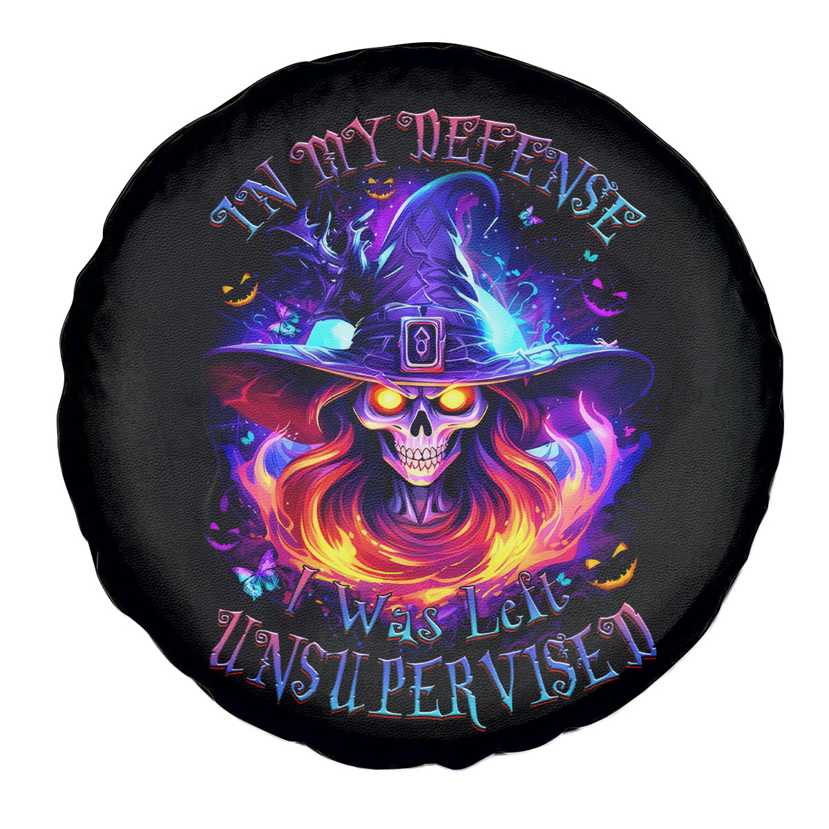 Fire Witch Skull Spare Tire Cover In My Defense The Moon Was Full And I Was Left Unsupervided - Wonder Print Shop