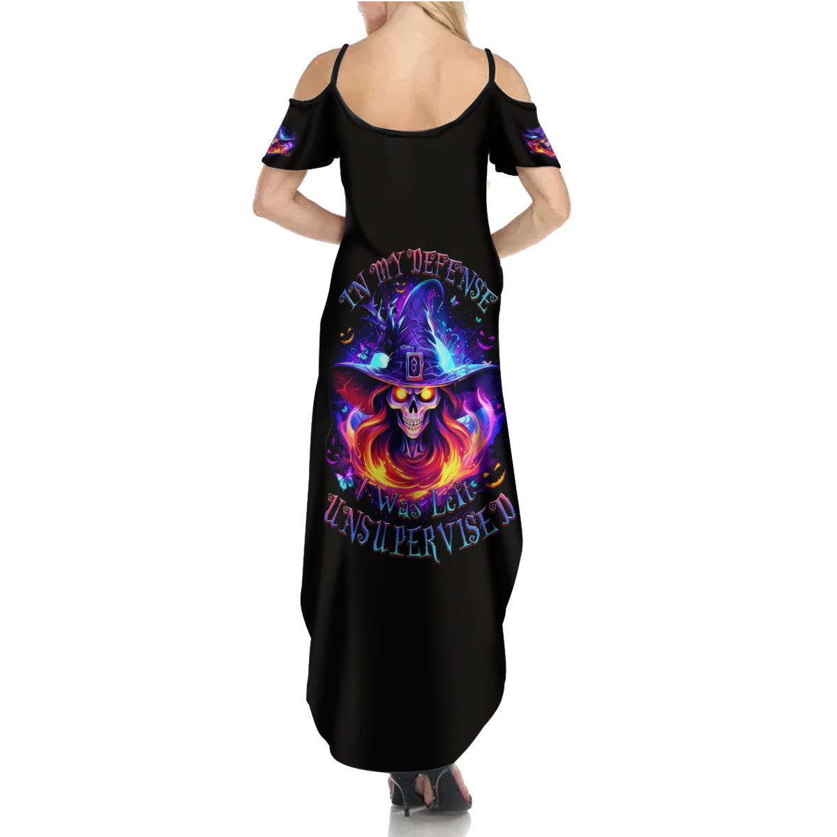 Fire Witch Skull Summer Maxi Dress In My Defense The Moon Was Full And I Was Left Unsupervided - Wonder Print Shop