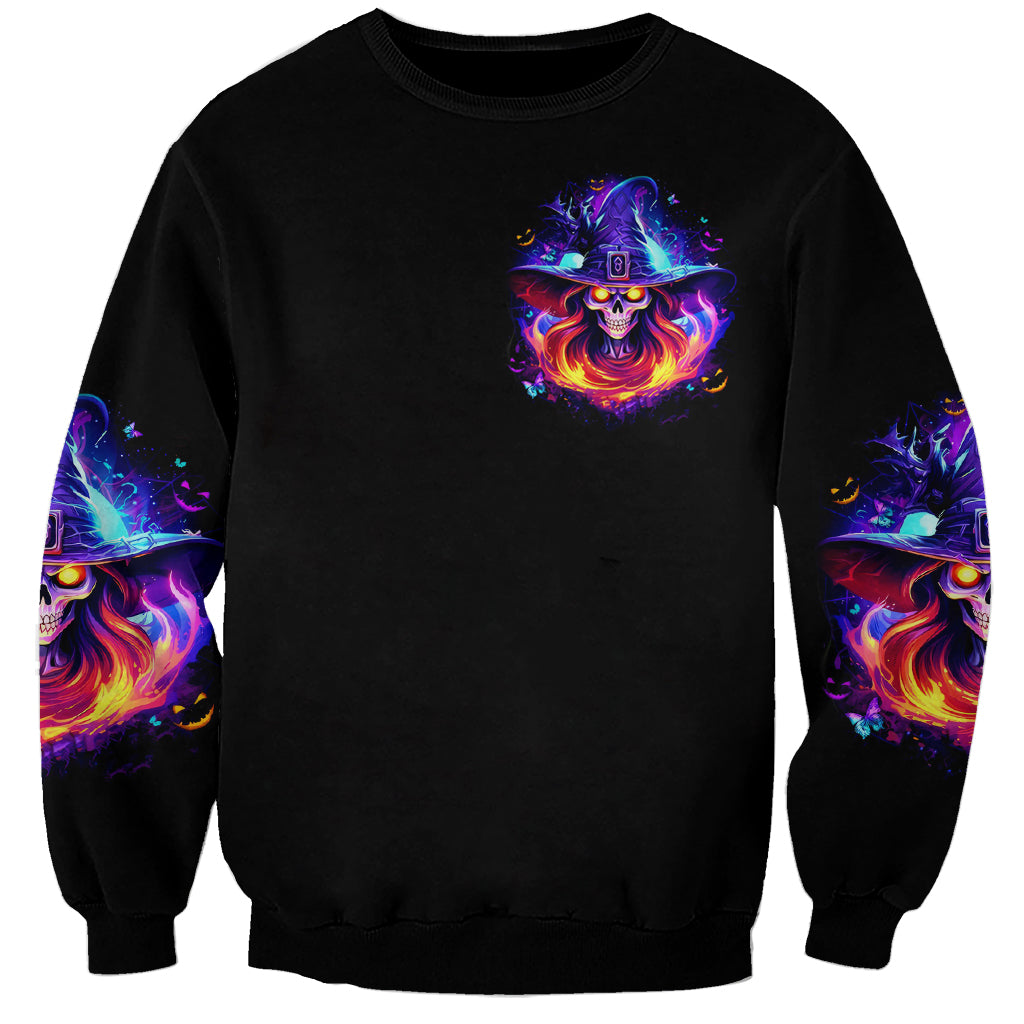 Fire Witch Skull Sweatshirt In My Defense The Moon Was Full And I Was Left Unsupervided - Wonder Print Shop