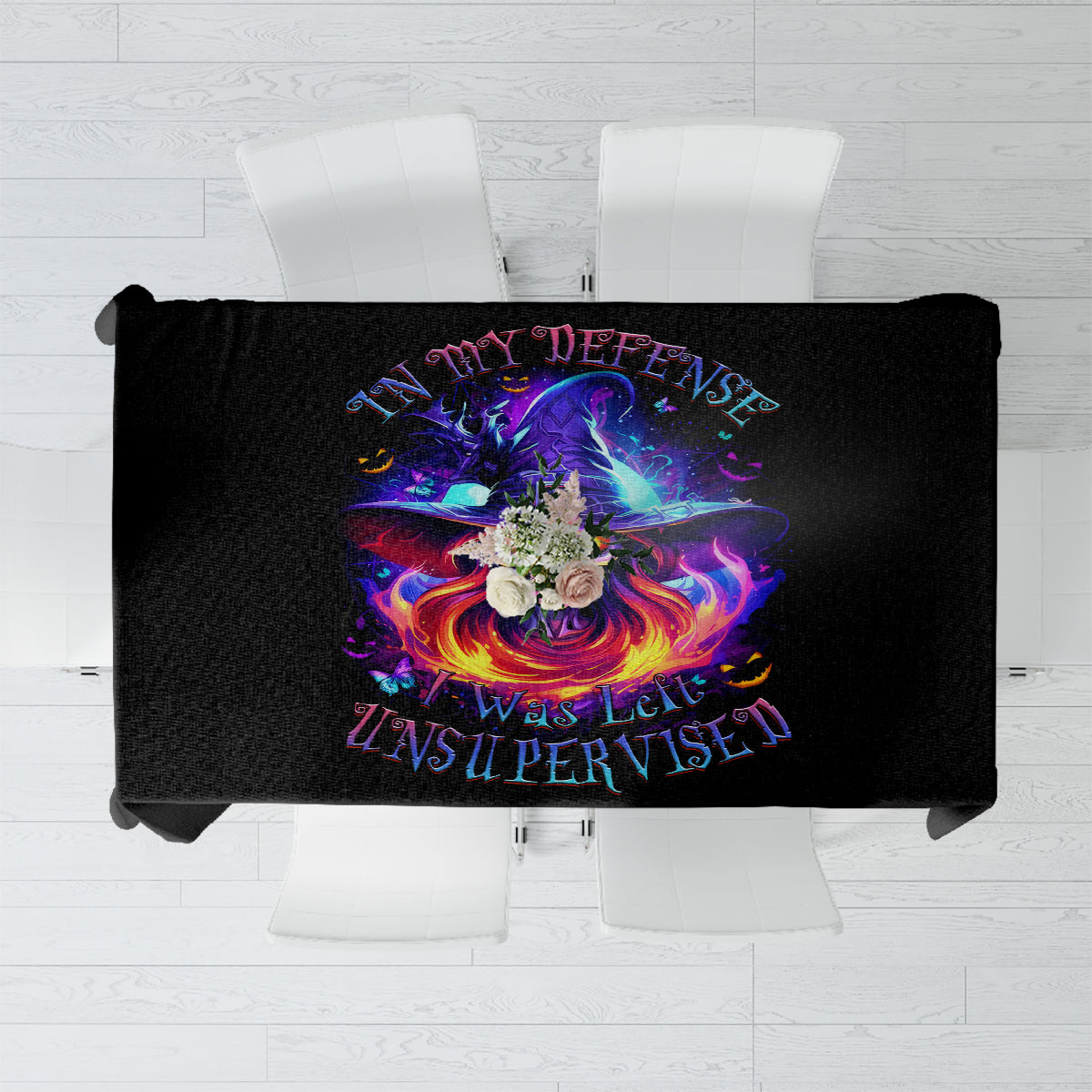 Fire Witch Skull Tablecloth In My Defense The Moon Was Full And I Was Left Unsupervided - Wonder Print Shop