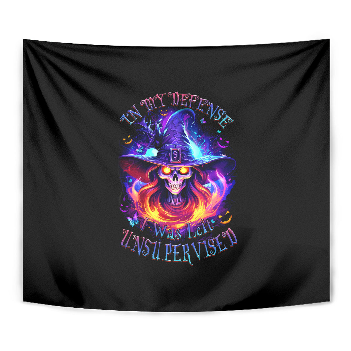 Fire Witch Skull Tapestry In My Defense The Moon Was Full And I Was Left Unsupervided - Wonder Print Shop