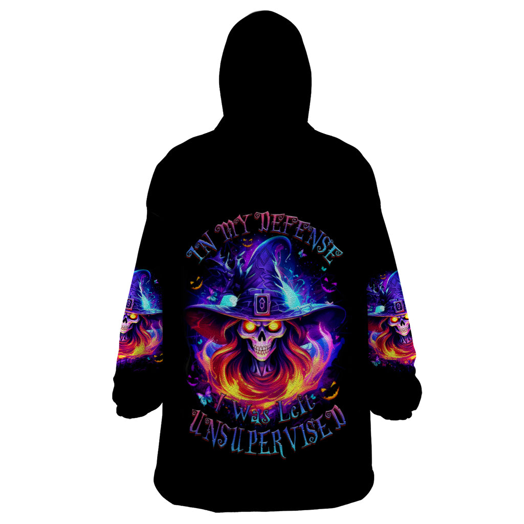 Fire Witch Skull Wearable Blanket Hoodie In My Defense The Moon Was Full And I Was Left Unsupervided - Wonder Print Shop