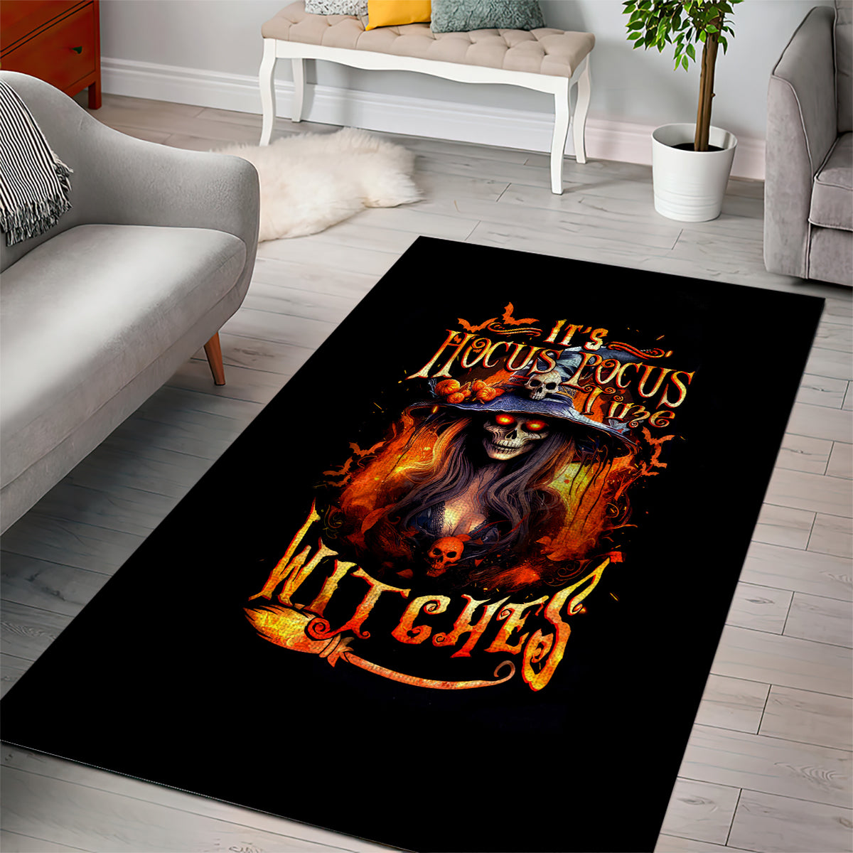 Witch Skull Area Rug It's Hocus Pocus Time Witches - Wonder Print Shop