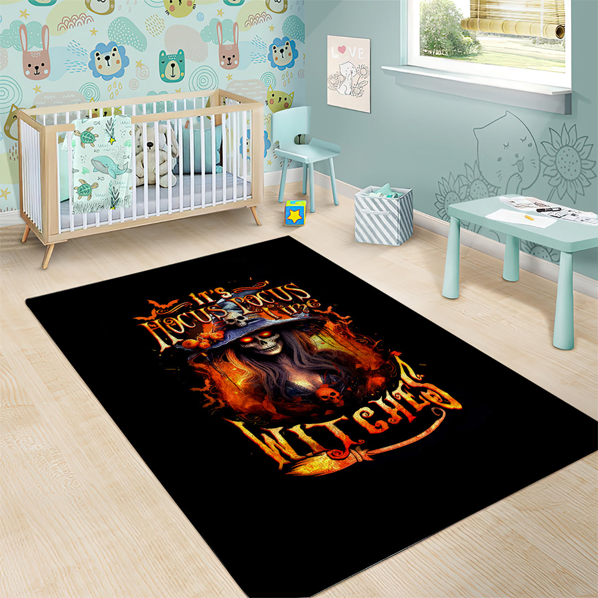 Witch Skull Area Rug It's Hocus Pocus Time Witches - Wonder Print Shop