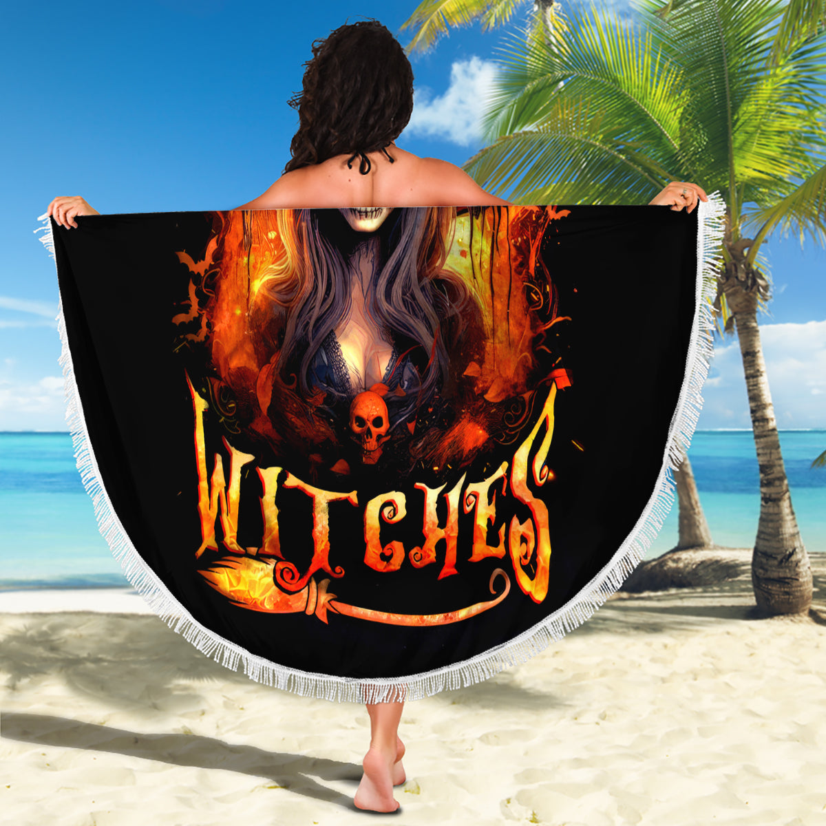 Witch Skull Beach Blanket It's Hocus Pocus Time Witches - Wonder Print Shop