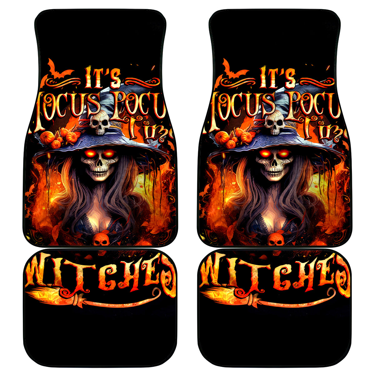Witch Skull Car Mats It's Hocus Pocus Time Witches - Wonder Print Shop