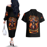 Witch Skull Couples Matching Off The Shoulder Long Sleeve Dress and Hawaiian Shirt It's Hocus Pocus Time Witches - Wonder Print Shop