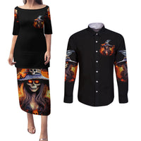 Witch Skull Couples Matching Puletasi Dress and Long Sleeve Button Shirt It's Hocus Pocus Time Witches - Wonder Print Shop