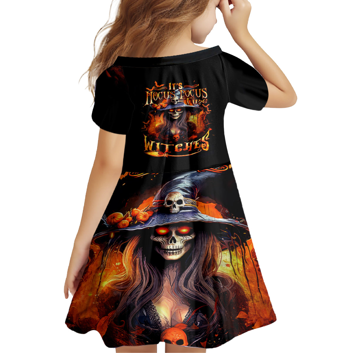 Witch Skull Family Matching Long Sleeve Bodycon Dress and Hawaiian Shirt It's Hocus Pocus Time Witches - Wonder Print Shop