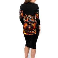 Witch Skull Family Matching Long Sleeve Bodycon Dress and Hawaiian Shirt It's Hocus Pocus Time Witches - Wonder Print Shop