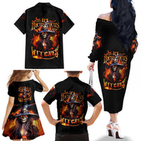 Witch Skull Family Matching Off Shoulder Long Sleeve Dress and Hawaiian Shirt It's Hocus Pocus Time Witches - Wonder Print Shop