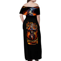 Witch Skull Family Matching Off Shoulder Maxi Dress and Hawaiian Shirt It's Hocus Pocus Time Witches - Wonder Print Shop