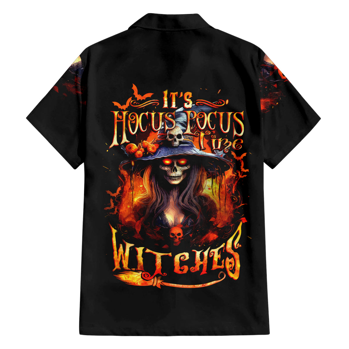 Witch Skull Family Matching Short Sleeve Bodycon Dress and Hawaiian Shirt It's Hocus Pocus Time Witches - Wonder Print Shop