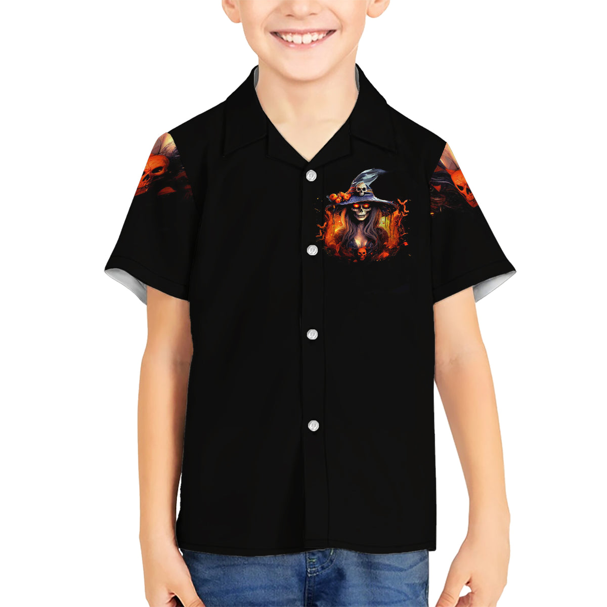 Witch Skull Kid Hawaiian Shirt It's Hocus Pocus Time Witches - Wonder Print Shop