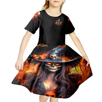 Witch Skull Kid Short Sleeve Dress It's Hocus Pocus Time Witches - Wonder Print Shop