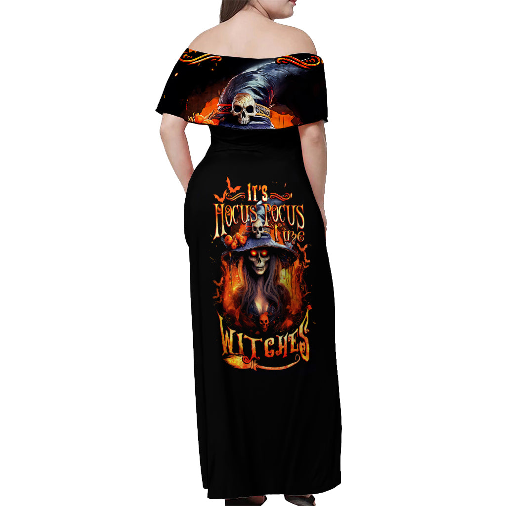 Witch Skull Off Shoulder Maxi Dress It's Hocus Pocus Time Witches - Wonder Print Shop