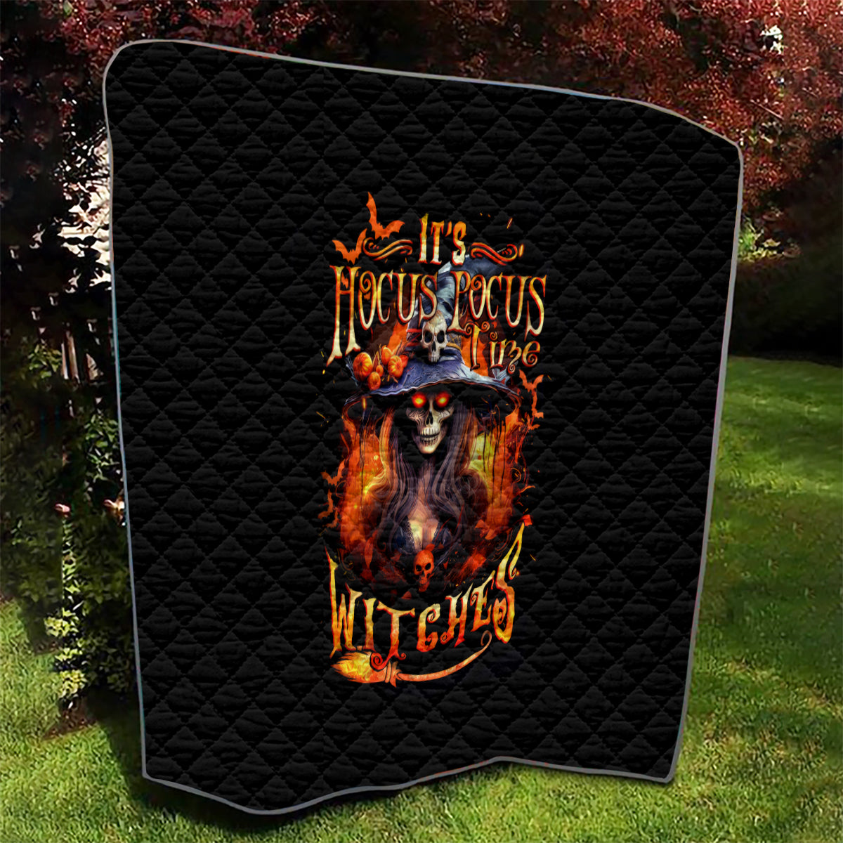 Witch Skull Quilt It's Hocus Pocus Time Witches - Wonder Print Shop