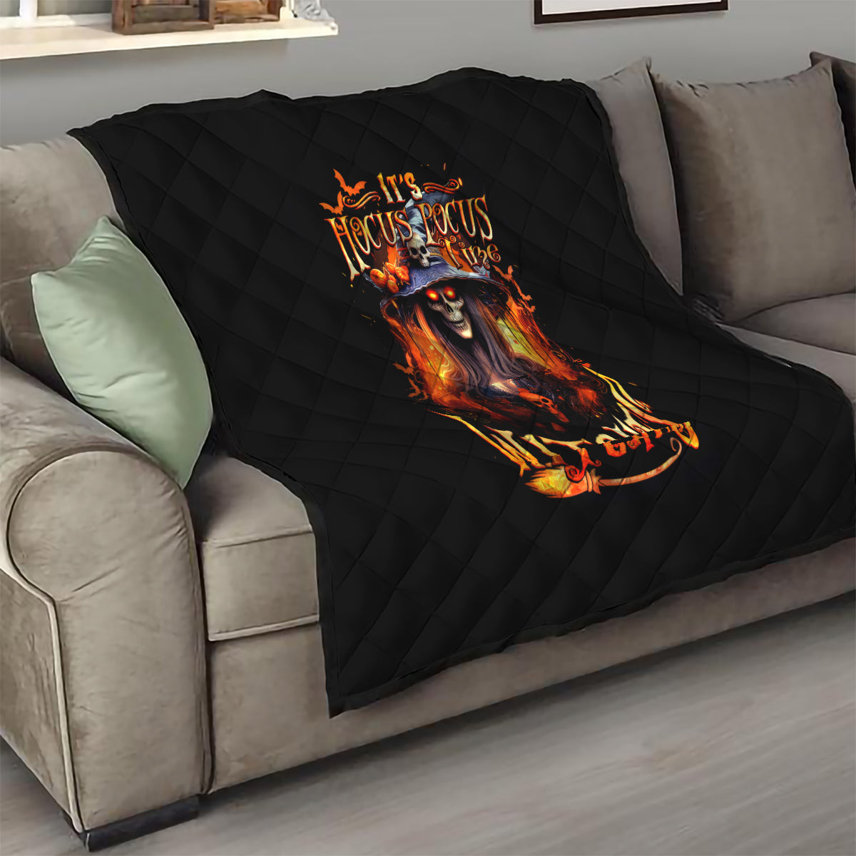Witch Skull Quilt It's Hocus Pocus Time Witches - Wonder Print Shop