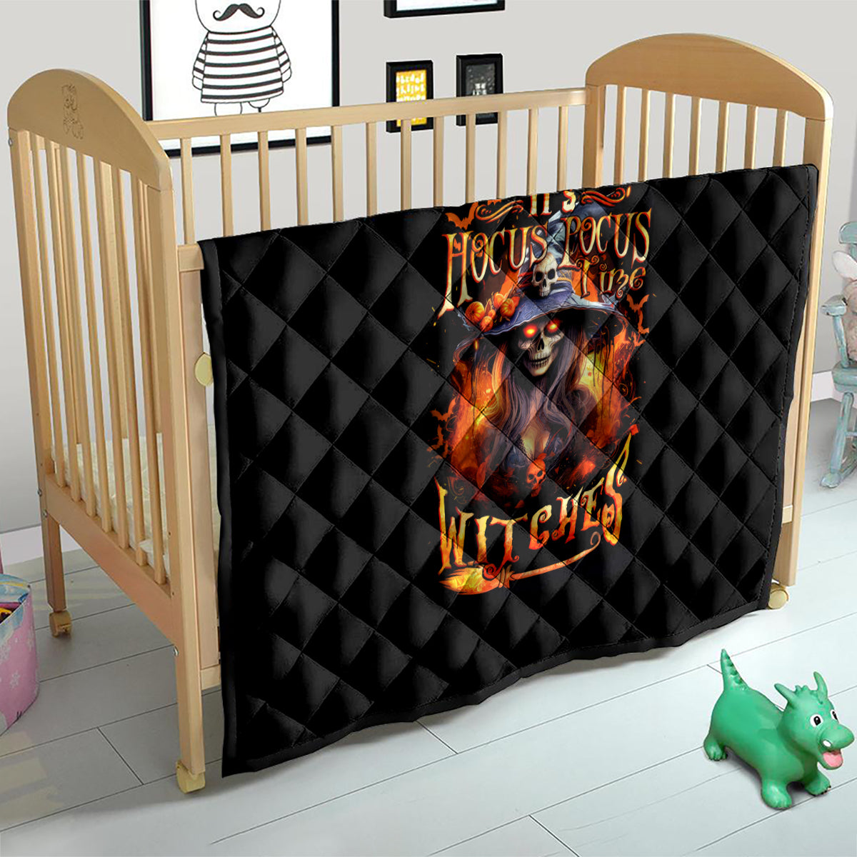Witch Skull Quilt It's Hocus Pocus Time Witches - Wonder Print Shop