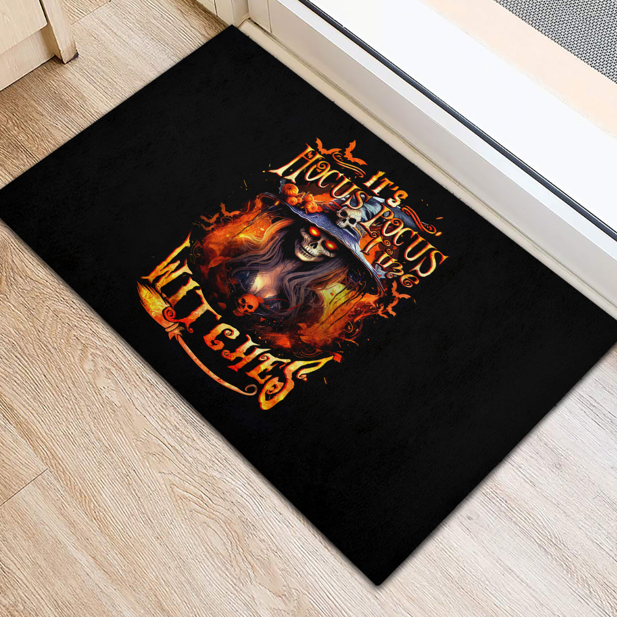 Witch Skull Rubber Doormat It's Hocus Pocus Time Witches - Wonder Print Shop