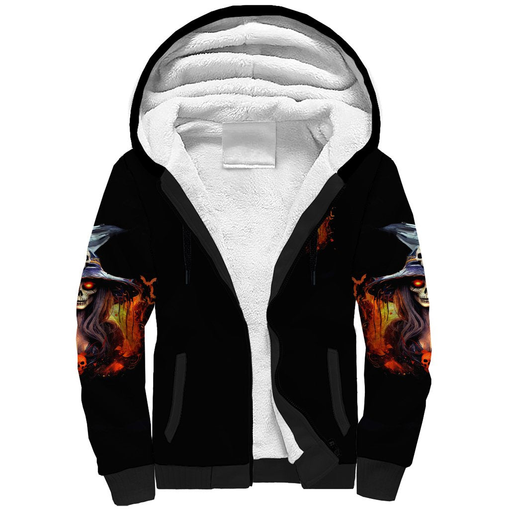 Witch Skull Sherpa Hoodie It's Hocus Pocus Time Witches - Wonder Print Shop