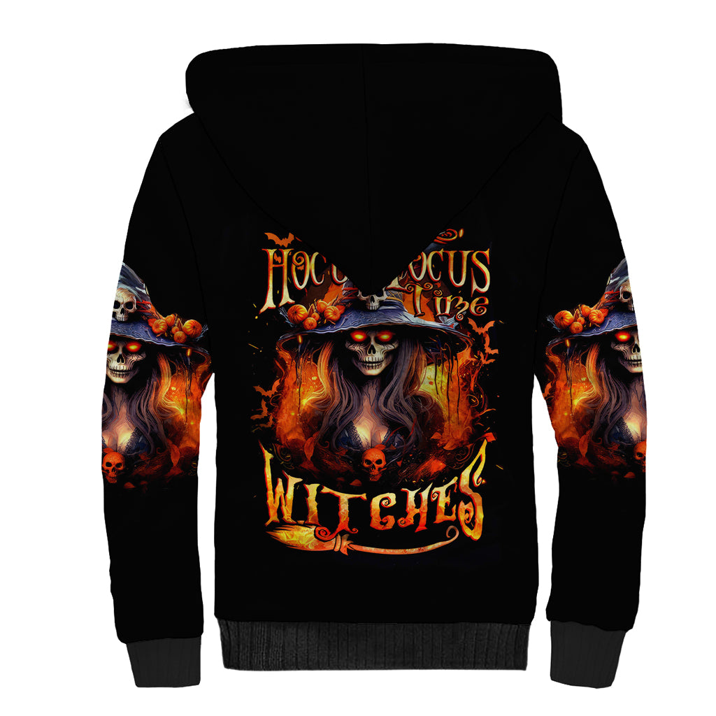 Witch Skull Sherpa Hoodie It's Hocus Pocus Time Witches - Wonder Print Shop