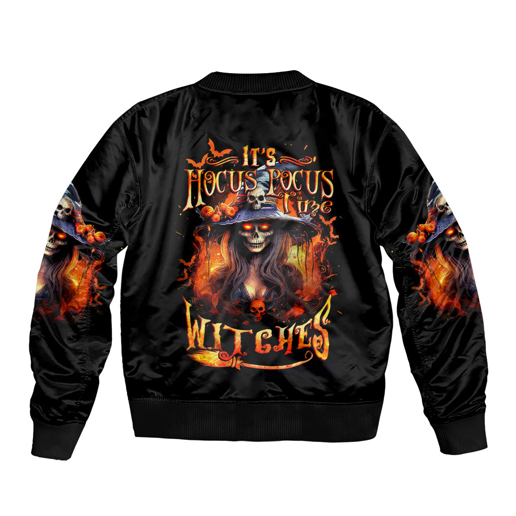 Witch Skull Sleeve Zip Bomber Jacket It's Hocus Pocus Time Witches - Wonder Print Shop
