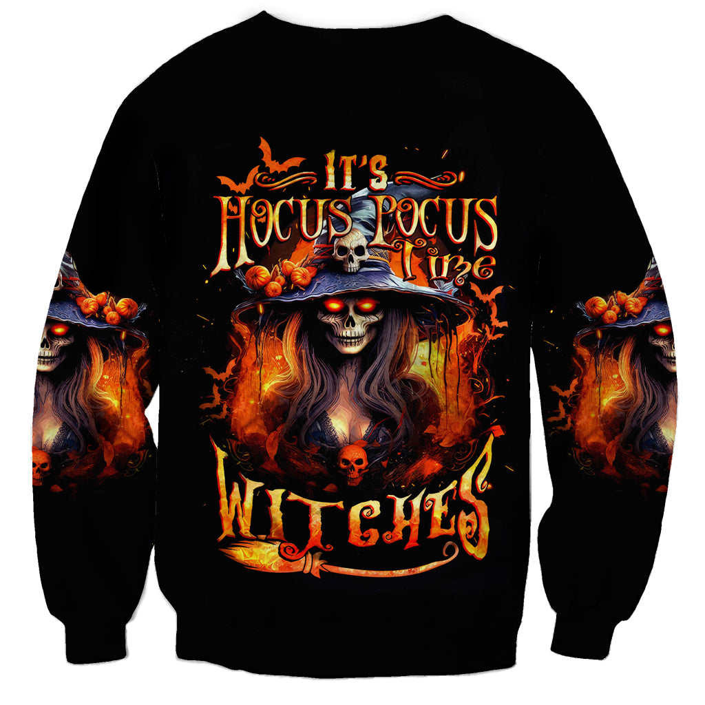 Witch Skull Sweatshirt It's Hocus Pocus Time Witches - Wonder Print Shop