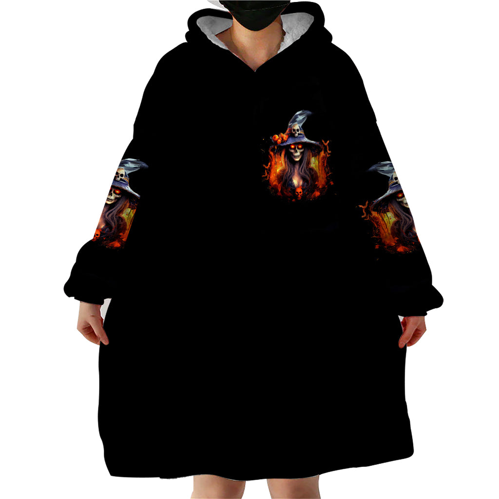 Witch Skull Wearable Blanket Hoodie It's Hocus Pocus Time Witches - Wonder Print Shop